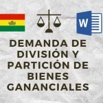division y particion de bienes gananciales bolivia ley 603