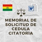 MEMORIAL DE SOLICITUD DE CEDULA CITATORIA bolivia