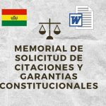MEMORIAL DE SOLICITUD DE CITACIONES Y GARANTIAS CONSTITUCIONALES BOLIVIA