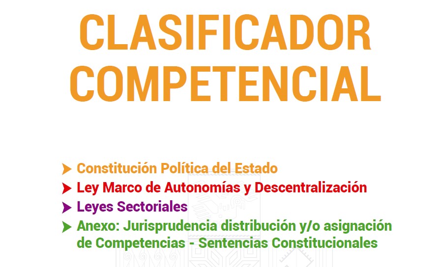 clasificador competencial bolivia pdf actualizado
